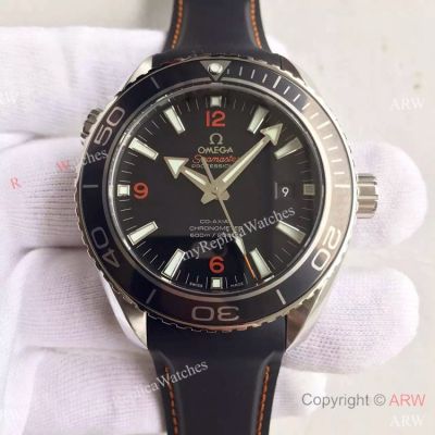 Swiss Replica Omega Seamaster Co-Axial Watch Black Dial Black rubber